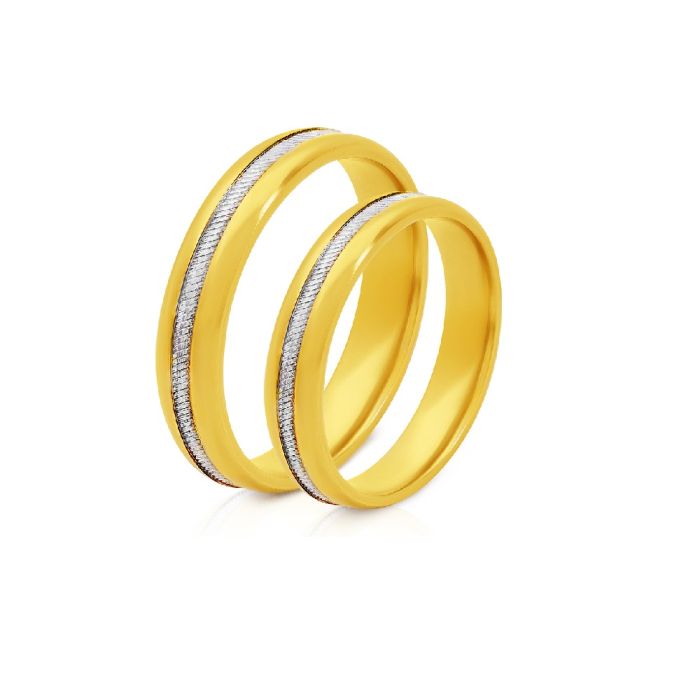 Pair of yellow and white gold wedding rings two tone 3,50mm 20-22
